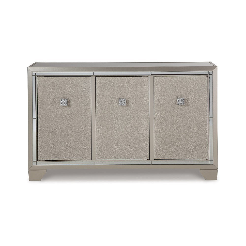 Ashley Sideboard Cabinet | Mirrored Top | 54’’ | Adjustable Shelves | Silver BM327775