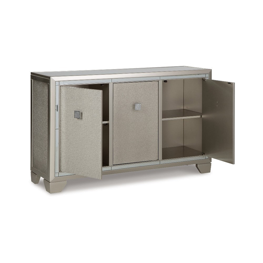 Ashley Sideboard Cabinet | Mirrored Top | 54’’ | Adjustable Shelves | Silver BM327775