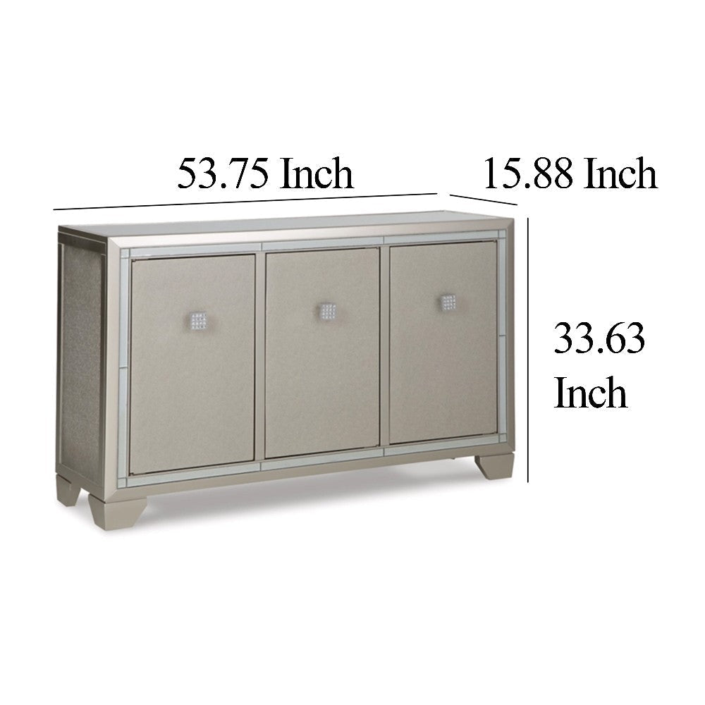 Ashley Sideboard Cabinet | Mirrored Top | 54’’ | Adjustable Shelves | Silver BM327775