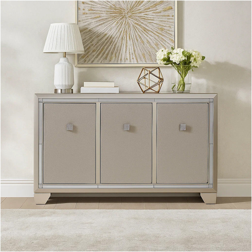 Ashley Sideboard Cabinet | Mirrored Top | 54’’ | Adjustable Shelves | Silver BM327775