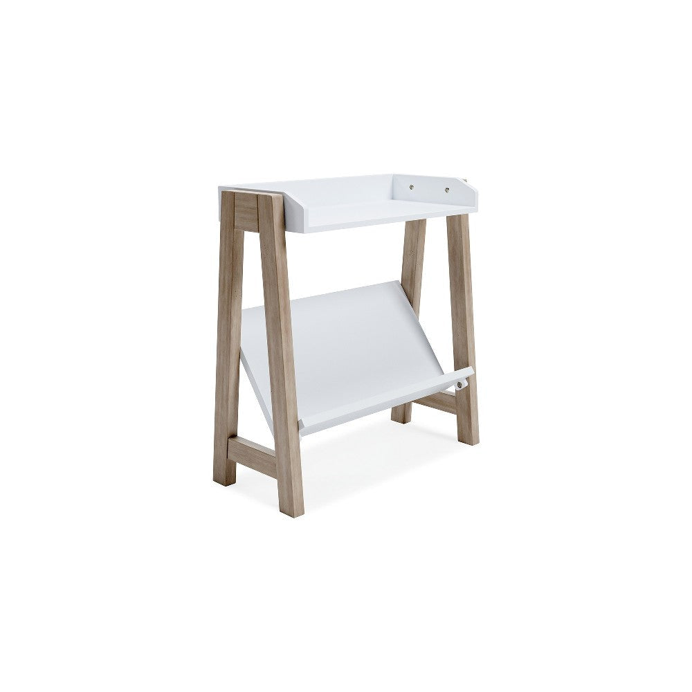 Ashley Arid Bookshelf Side Table | 29" | Gallery Rail | Light Brown | White