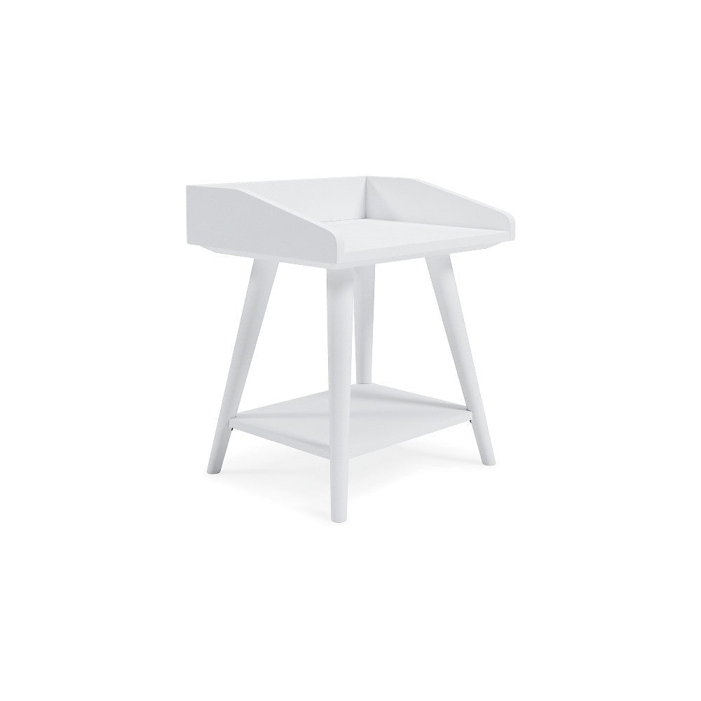 Ashley Arid Accent Table | 22" | Gallery Rail Tray Top | White Wood