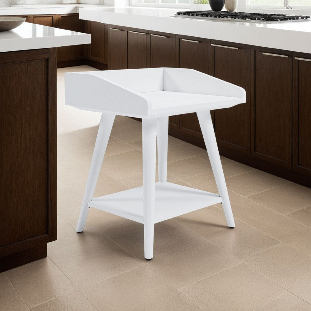 Ashley Arid Accent Table | 22" | Gallery Rail Tray Top | White Wood
