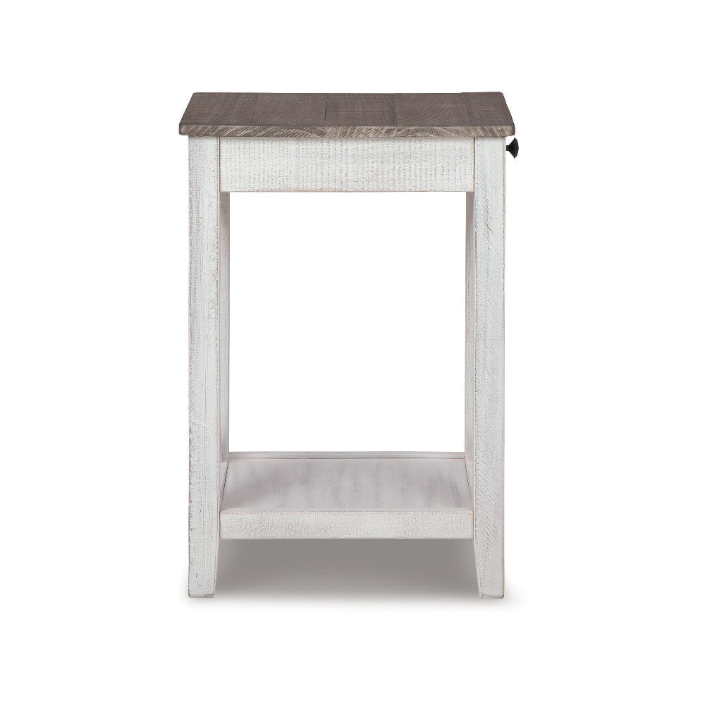 Ashley Accent Table | 1 Drawer and Shelf | USB Ports | 25’’ White Solid Wood BM327781
