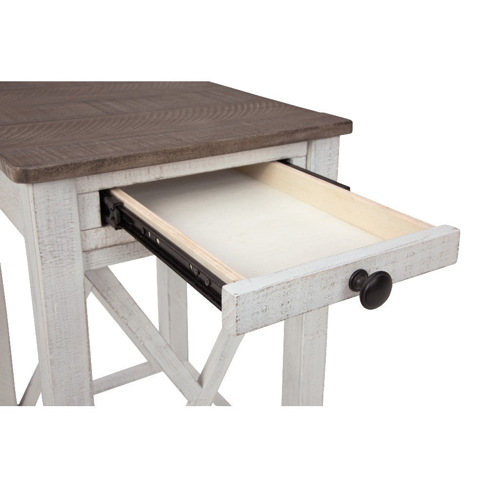 Ashley Accent Table | 1 Drawer and Shelf | USB Ports | 25’’ White Solid Wood BM327781