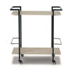 Ashley Serving Bar Cart | 32’’ Black Metal 2 Shelf | Bottle Holders BM327783