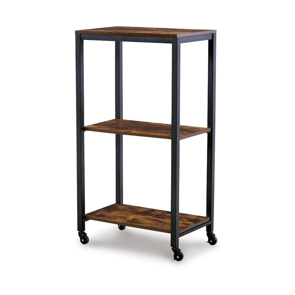 Ashley Serving Bar Cart | 2 Storage Shelves | 24’’ Black Metal Frame BM327786