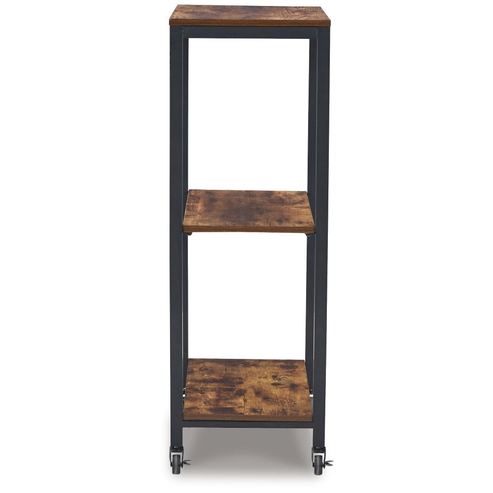 Ashley Serving Bar Cart | 2 Storage Shelves | 24’’ Black Metal Frame BM327786