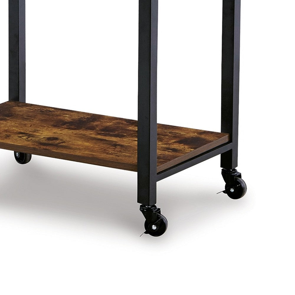 Ashley Serving Bar Cart | 2 Storage Shelves | 24’’ Black Metal Frame BM327786