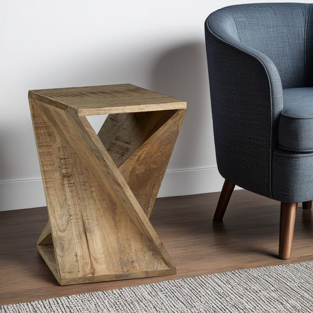 Ashley Axoi Accent Side End Table | Real Wood Twist | 14" | Distressed Brown
