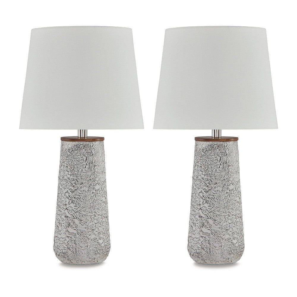 Shop Ashley Roe Table Lamp Set 2 White Drum Shade | Free Shipping