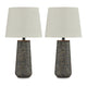 Ashley Roe Table Lamp Set of 2 | Antique Black Textured Metal | Drum Shade
