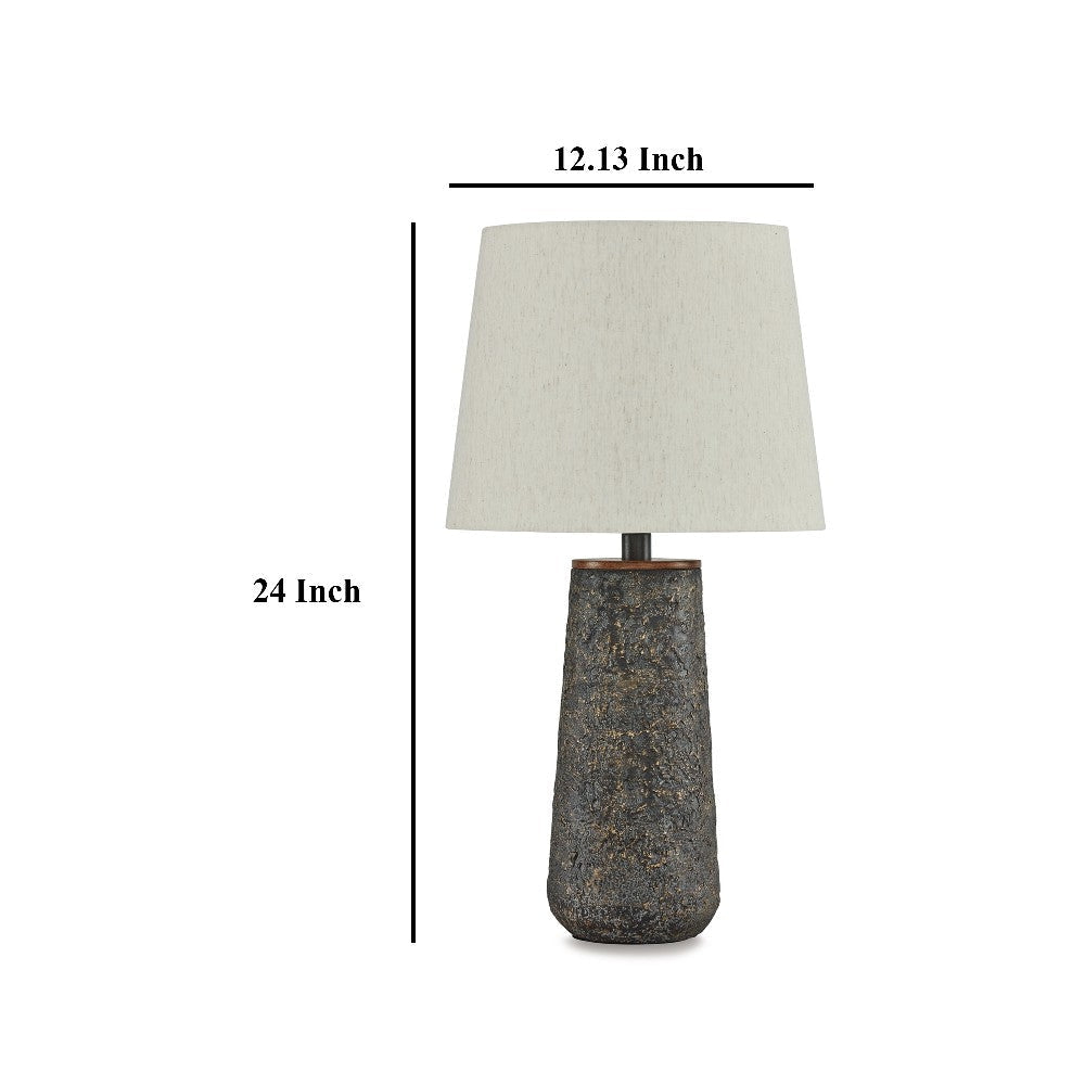 Ashley Roe Table Lamp Set of 2 | Antique Black Textured Metal | Drum Shade BM327797