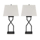 Ashley Table Lamp Set of 2 | Empire Fabric Shade | Black Geometric Base w USB
