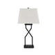 Ashley Table Lamp Set of 2 | Empire Fabric Shade | Black Geometric Base w USB BM327798