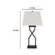 Ashley Table Lamp Set of 2 | Empire Fabric Shade | Black Geometric Base w USB BM327798