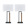Ashley Table Lamp Set of 2 | Curved Wired Bronze Base | Beige Fabric Shade