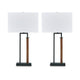 Ashley Table Lamp Set of 2 | Curved Wired Bronze Base | Beige Fabric Shade