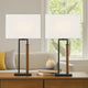 Ashley Table Lamp Set of 2 | Curved Wired Bronze Base | Beige Fabric Shade