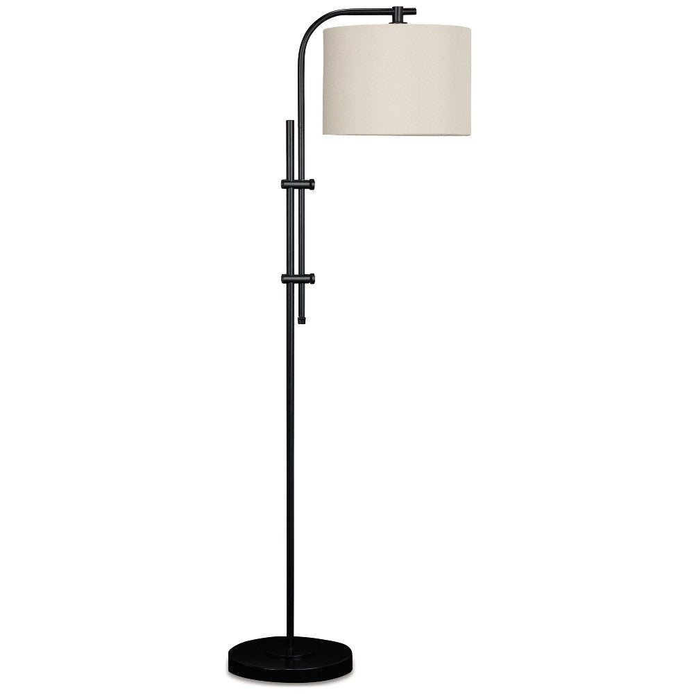 Ashley Mney Floor Lamp | Adjustable Arm | White Drum Shade | 60’’ Black Metal BM327803