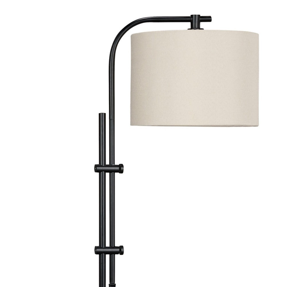 Ashley Mney Floor Lamp | Adjustable Arm | White Drum Shade | 60’’ Black Metal BM327803