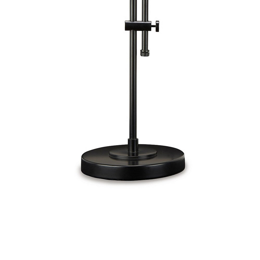 Ashley Mney Accent Lamp | Adjustable Arm | White Drum | 26" Black Metal