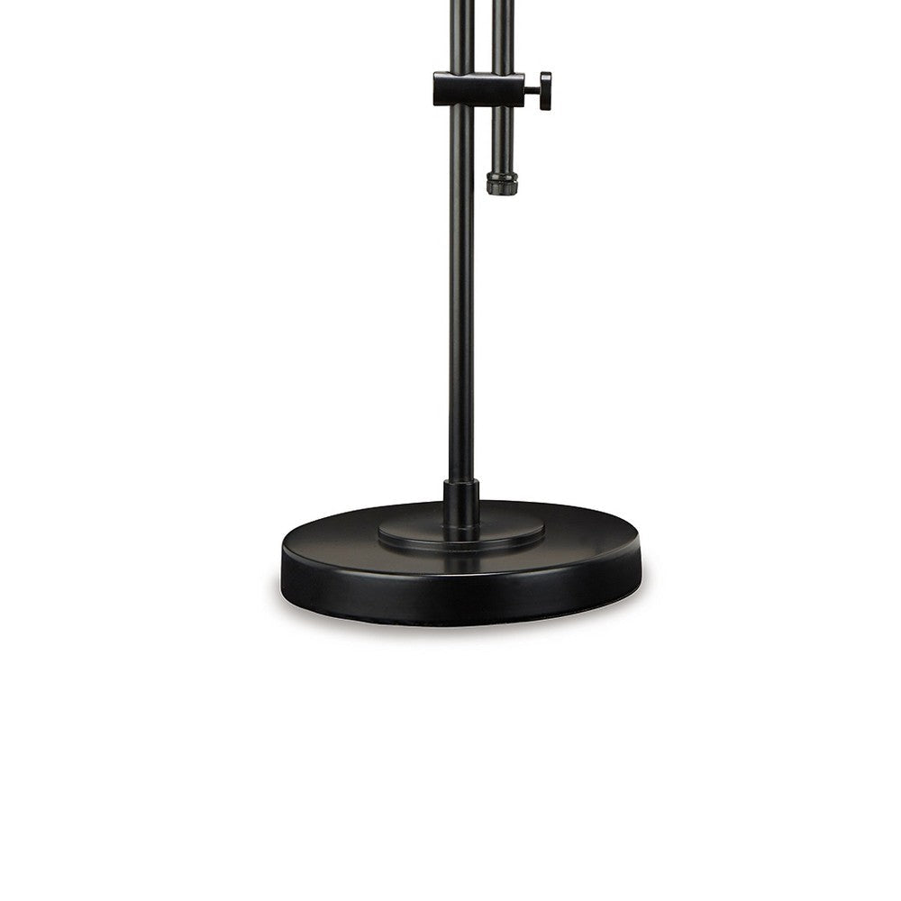 Ashley Mney Accent Lamp | Adjustable Arm | White Drum | 26’’ Black Metal BM327804