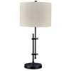 Ashley Mney Table Lamp | Adjustable Arm | White Drum Shade | 28’’ Black Metal BM327805