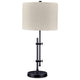 Ashley Mney Table Lamp | Adjustable Arm | White Drum Shade | 28’’ Black Metal BM327805