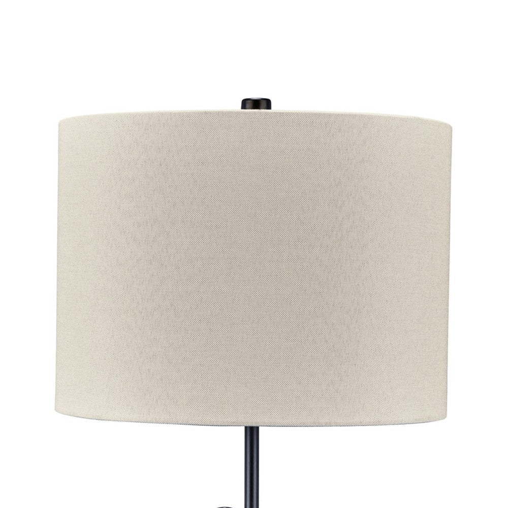 Ashley Mney Table Lamp | Adjustable Arm | White Drum Shade | 28’’ Black Metal BM327805