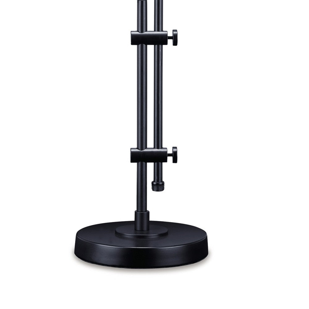 Ashley Mney Table Lamp | Adjustable Arm | White Drum Shade | 28’’ Black Metal BM327805