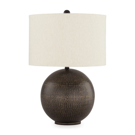 Ashley Soy Table Lamp | White Drum Shade | Gold Accent Black Round Base 27"