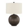 Ashley Soy Table Lamp | White Drum Shade | Gold Accent Black Round Base 27"