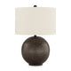 Ashley Soy Table Lamp | White Drum Shade | Gold Accent Black Round Base 27"