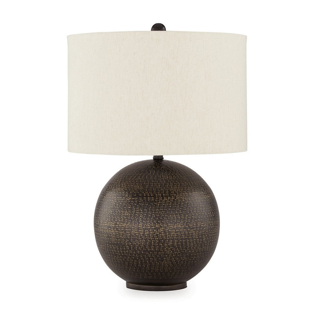 Ashley Soy Table Lamp | White Drum Shade | Gold Accent Black Round Base 27"