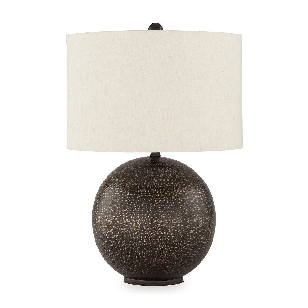 Ashley Soy Table Lamp | White Drum Shade | Gold Accent Black Round Base 27’’ BM327806