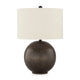 Ashley Soy Table Lamp | White Drum Shade | Gold Accent Black Round Base 27’’ BM327806