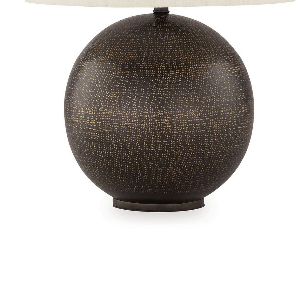 Ashley Soy Table Lamp | White Drum Shade | Gold Accent Black Round Base 27"