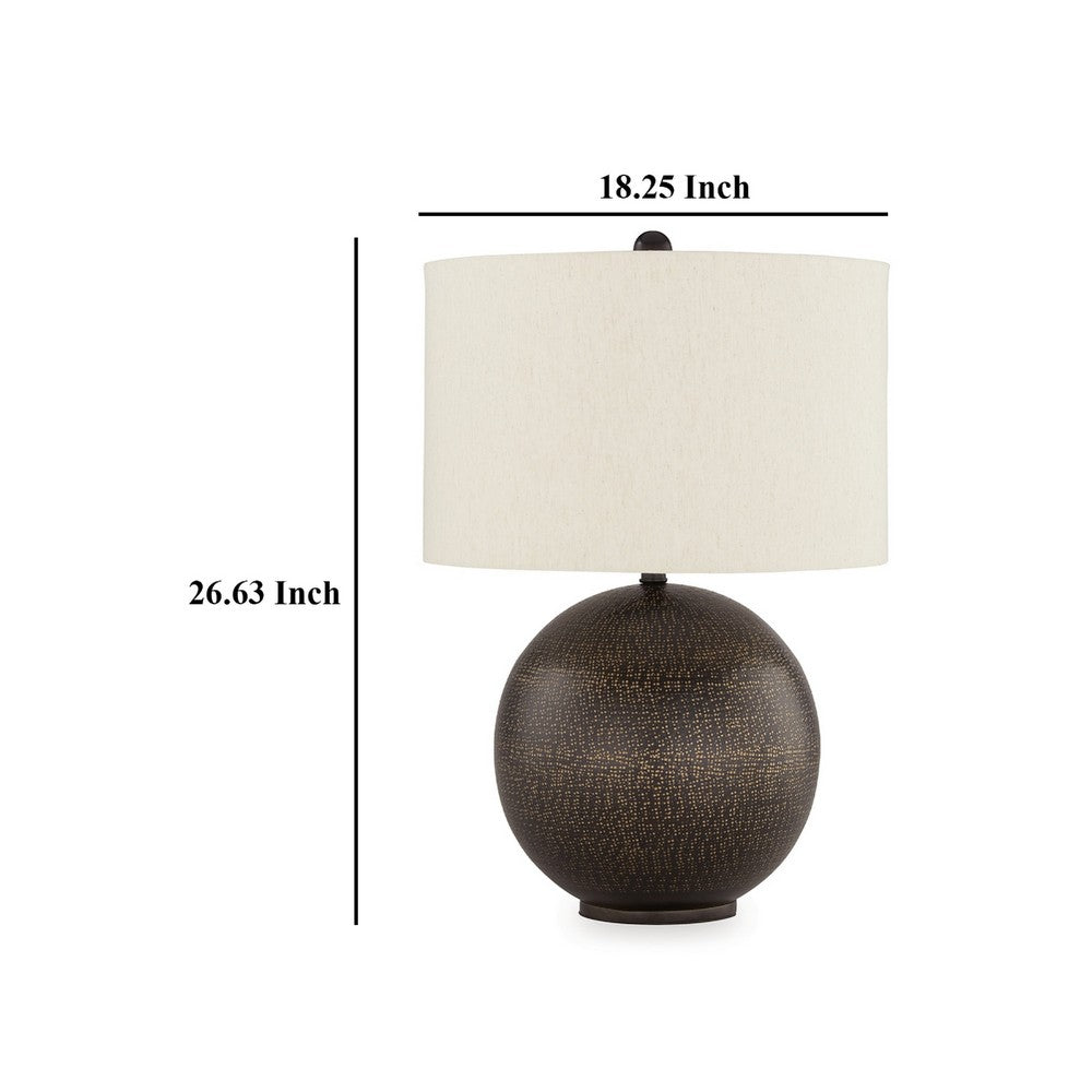 Ashley Soy Table Lamp | White Drum Shade | Gold Accent Black Round Base 27"