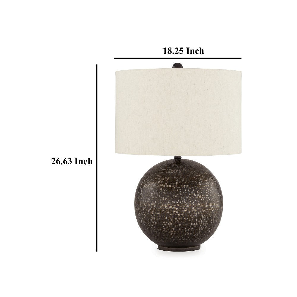 Ashley Soy Table Lamp | White Drum Shade | Gold Accent Black Round Base 27’’ BM327806
