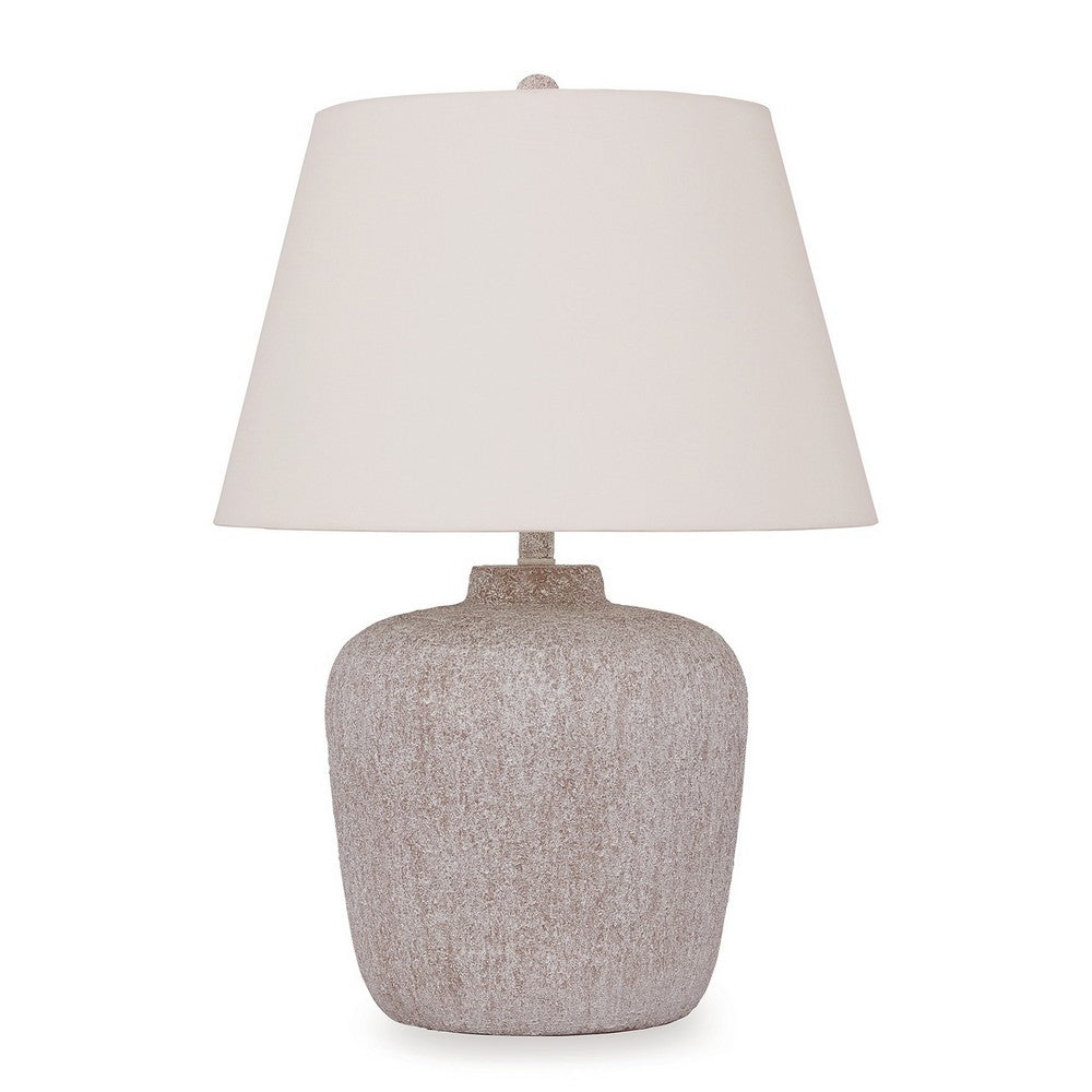 Ashley Rey Table Lamp | Empire Fabric Shade | 27" Ivory Pot Metal Base