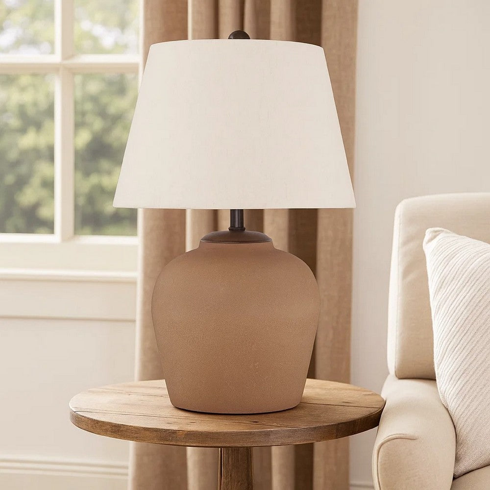 Ashley Tery Table Lamp | Empire Hardback Shade | Textured Rust Brown Metal