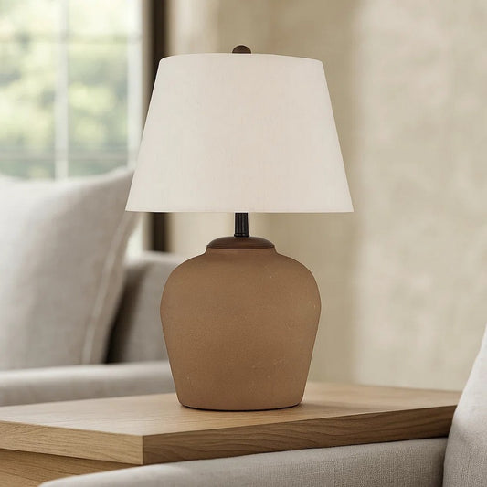 Ashley Tery Table Lamp | Empire Hardback Shade | Textured Rust Brown Metal