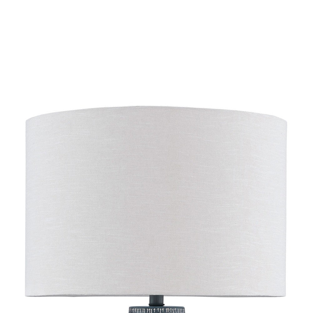 Ashley Lym Table Lamp | Gray Hammered Metal Base | White Fabric Shade 28’’ BM327809