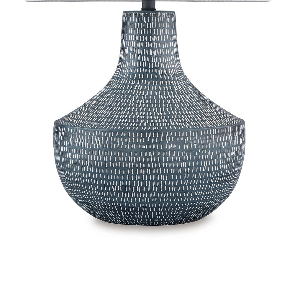 Ashley Lym Table Lamp | Gray Hammered Metal Base | White Fabric Shade 28’’ BM327809