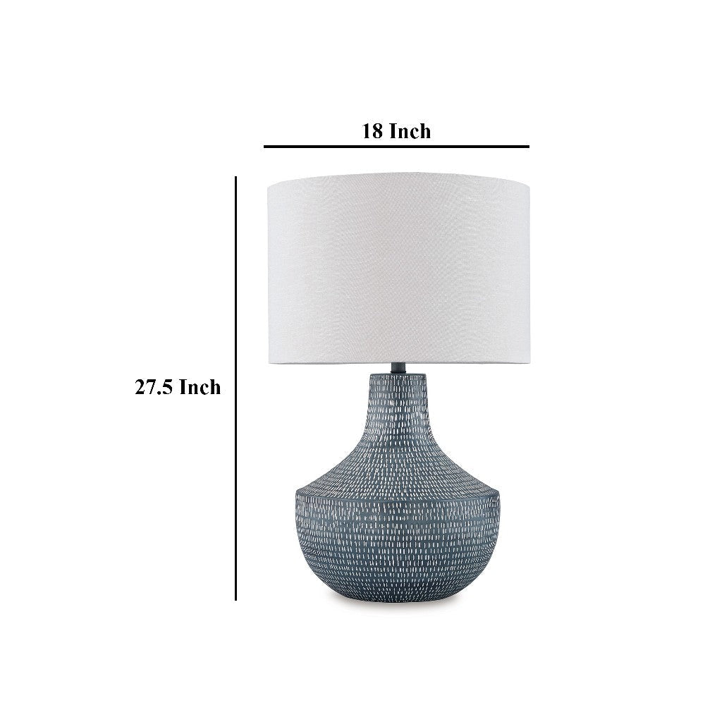 Ashley Lym Table Lamp | Gray Hammered Metal Base | White Fabric Shade 28’’ BM327809