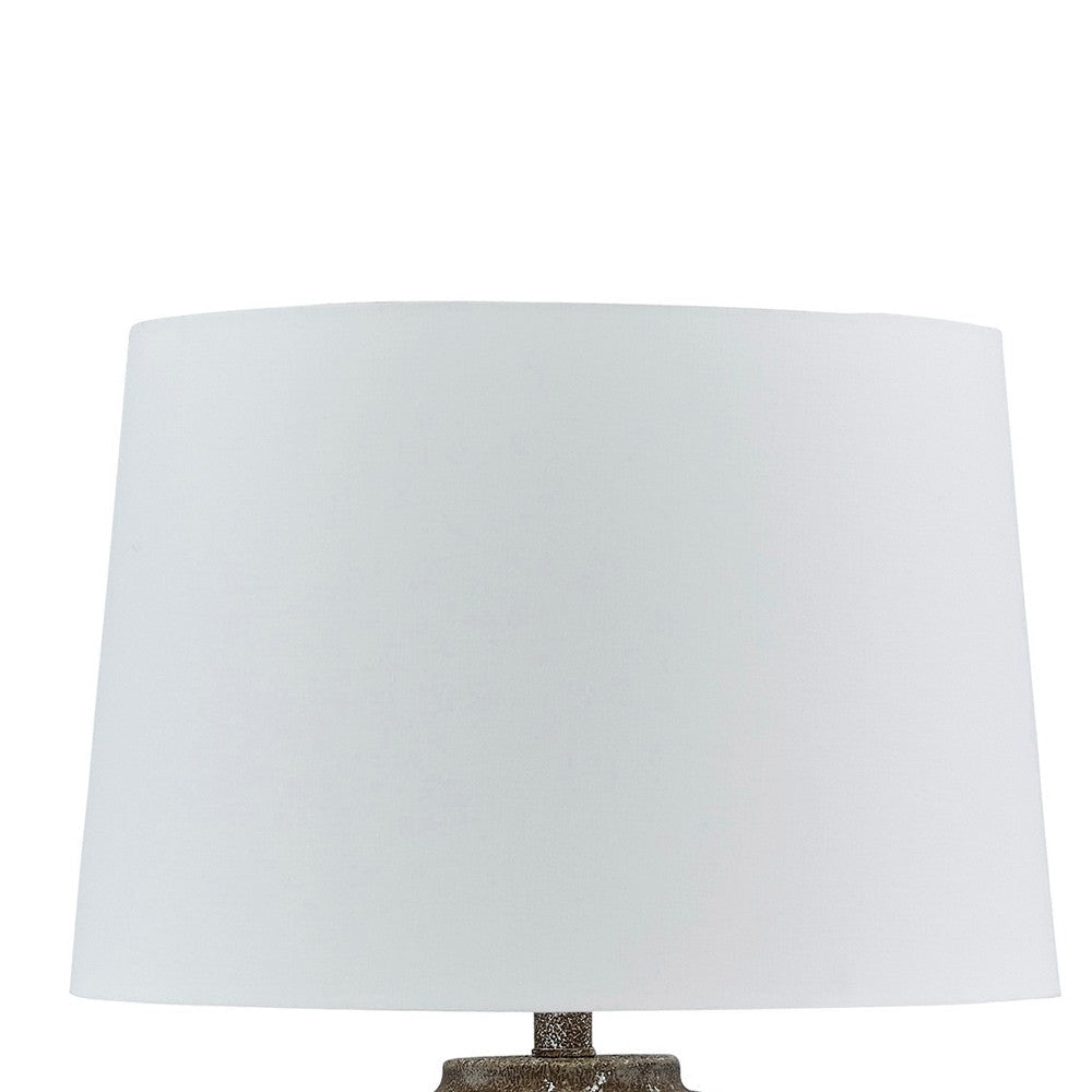 Ashley Vesy Table Lamp | Brown Abstract Impressions | 25’’ Round Metal Base BM327810