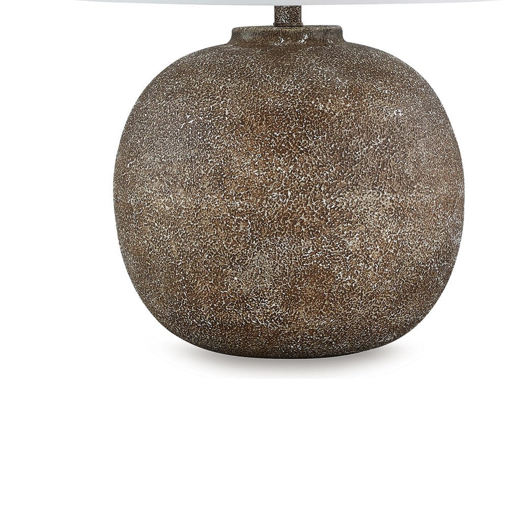 Ashley Vesy Table Lamp | Brown Abstract Impressions | 25’’ Round Metal Base BM327810