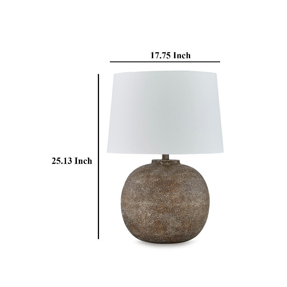 Ashley Vesy Table Lamp | Brown Abstract Impressions | 25’’ Round Metal Base BM327810