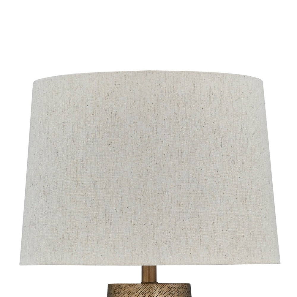 Ashley Table Lamp | Metal Hammered Pot Base | White Fabric Drum Shade 29’’ BM327811